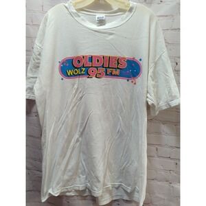 VINTAGE WORN TORN Oldies Radio station WOLZ 95 FM t- shirt XL for project